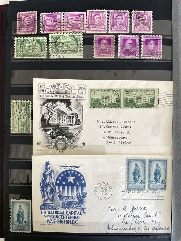 USA - 1949-1950 good selection of used stamps and first day covers (5 photos)